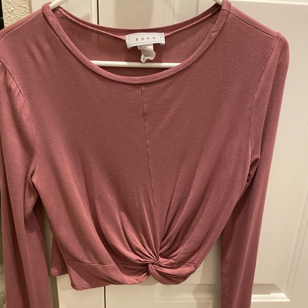 Mauve long sleeve crop top